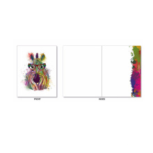 Funky Rainbow Wildlife: Cartes de correspondance vierges assorties présentant des images de la faune ressemblant à des hipsters avec des taches de peinture colorées